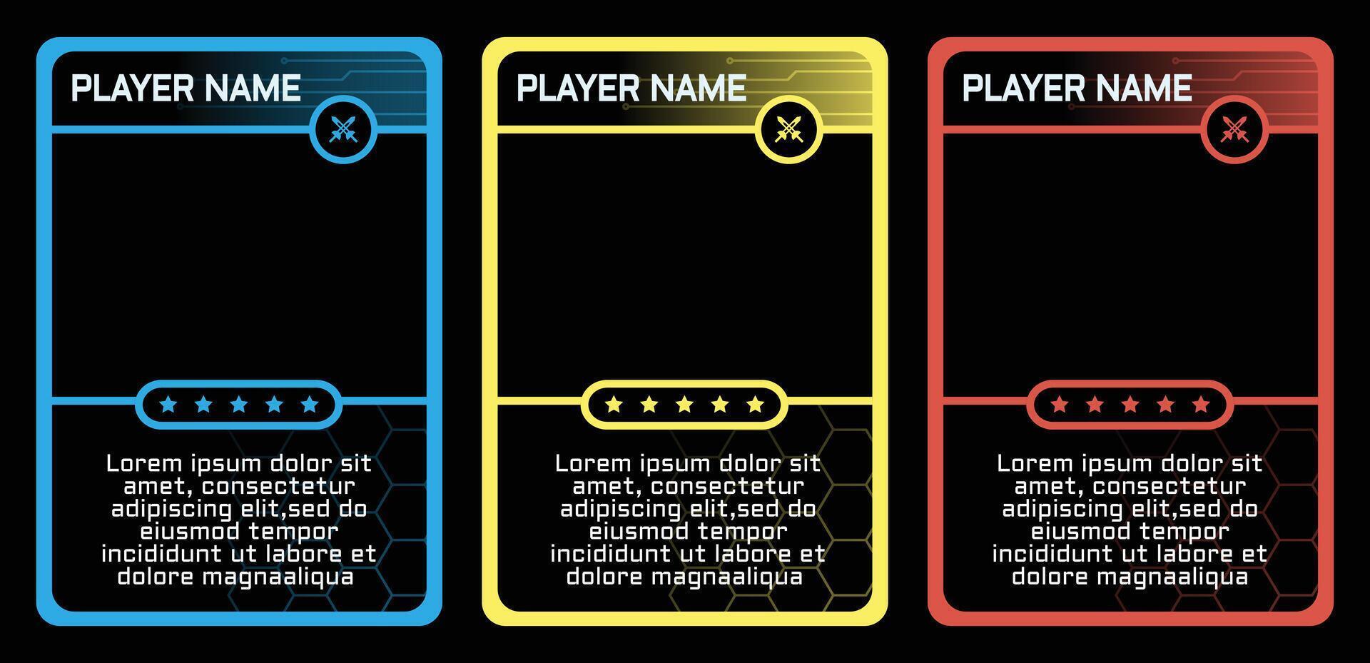 modern robot themed card game template with geometric patterns and three colors. card template, border template vector