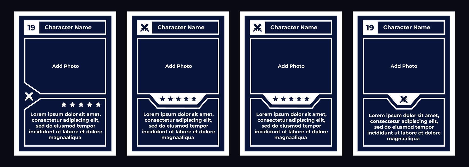 simple card game template with orange line and blue background for game, play card vector