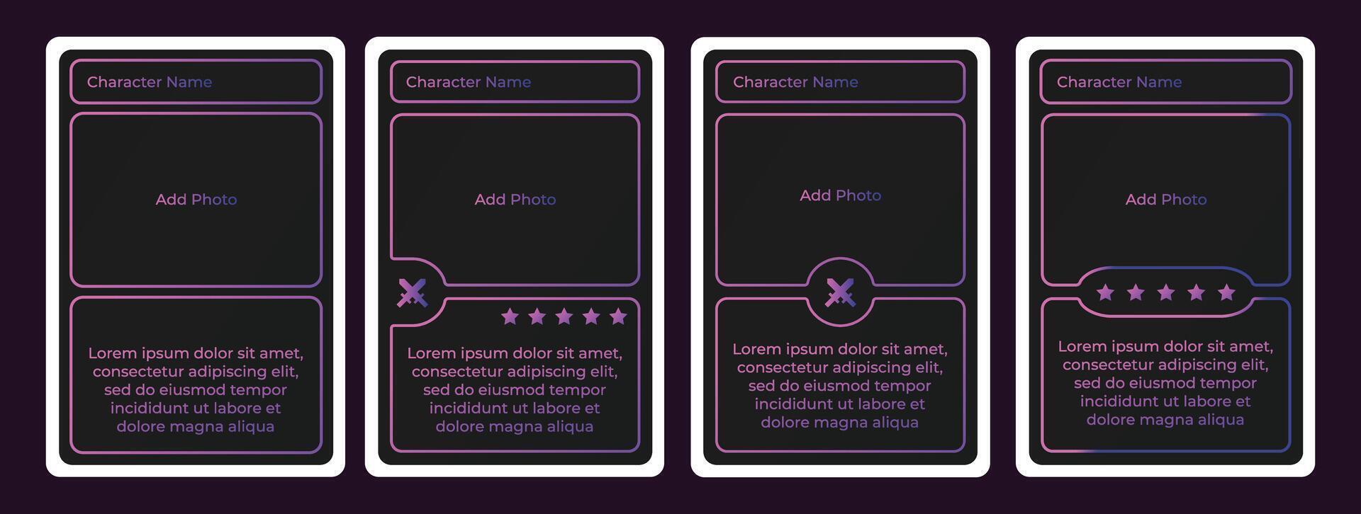 card game template with simple lines and a mix of two colors magenta and purple. for card templates, playing cards and game design vector