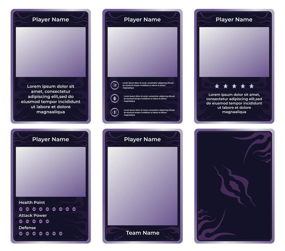 game card border template with smoke shadow theme and purple color gradation. for trading cards, cards in games vector