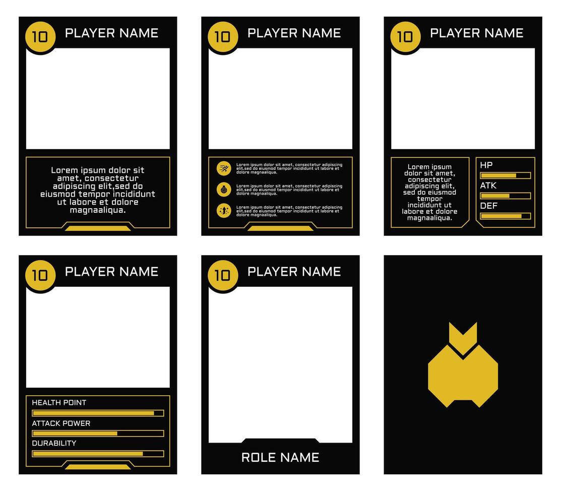 game card border template with geometric theme and yellow and black colors. for trading cards, cards in games vector