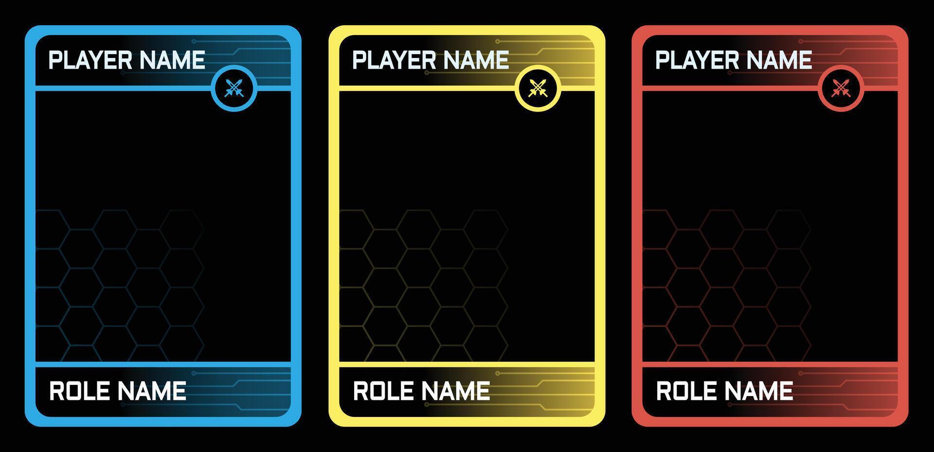 modern technology themed card game template with geometric patterns and three colors. card template, border template vector