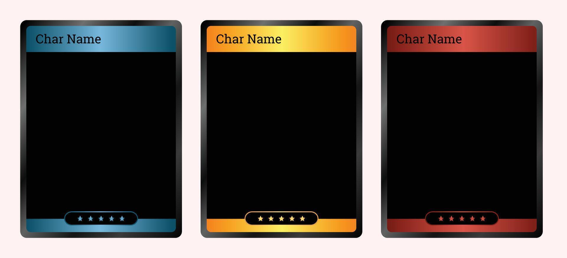 classic game card frame template with blue, gold and ruby colors, for card game template vector