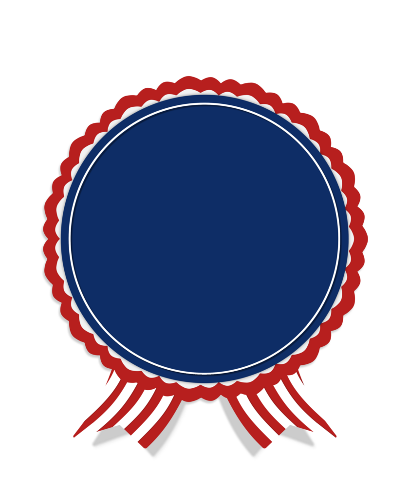 A blue oval with an american flag ribbon png