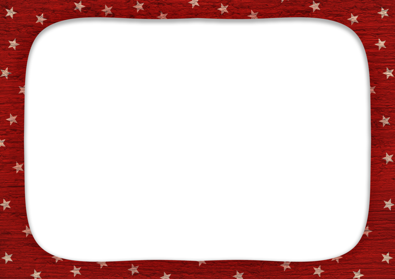 A Transparent square frame red with stars on a png