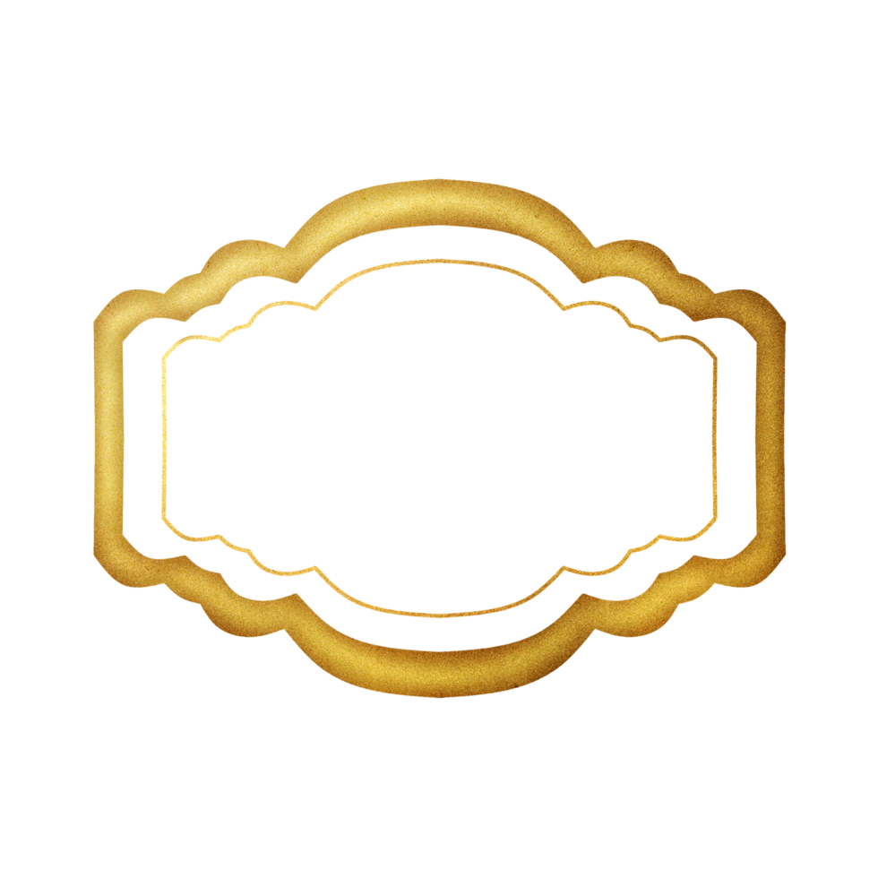 minimalist Golden frame border on Transparent background png