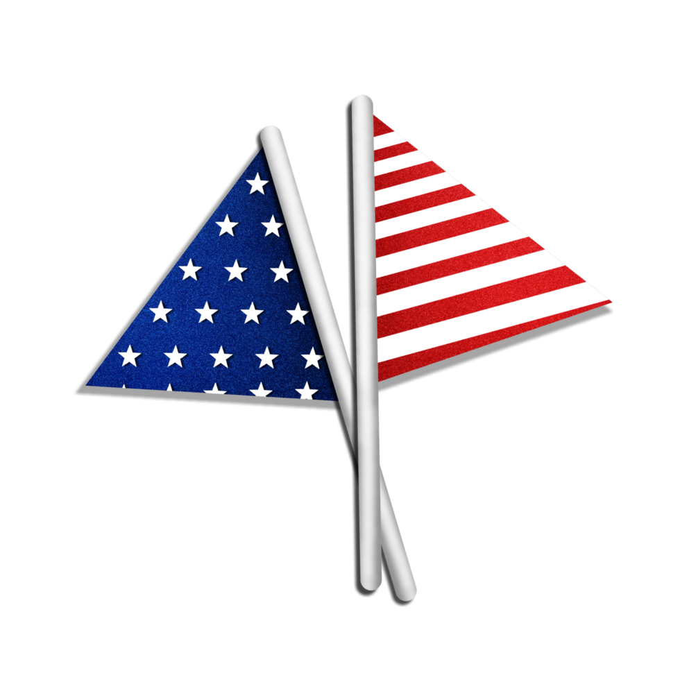 America flags with stars and stripes on a Transparent background png