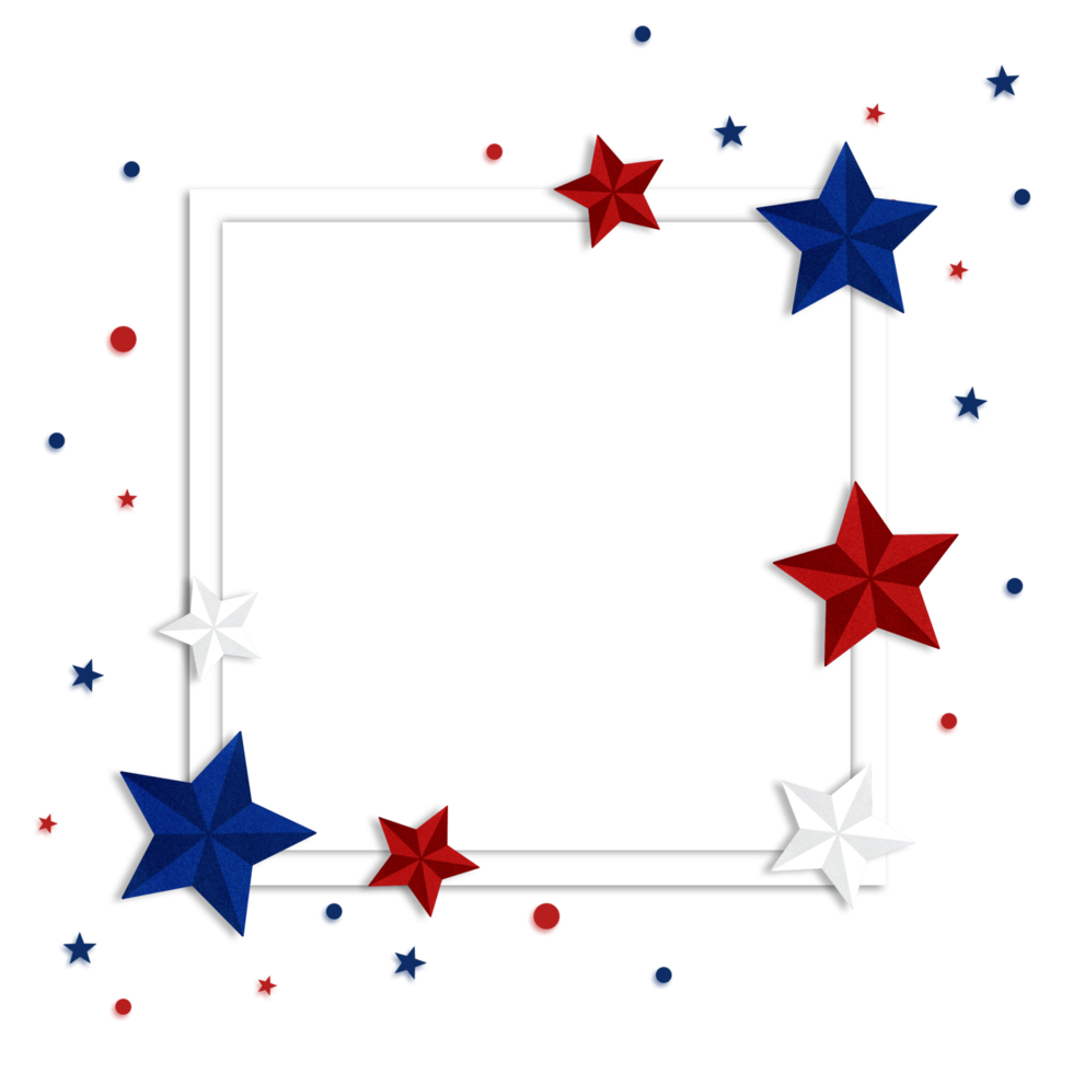 A patriotic background with stars and a square frame png