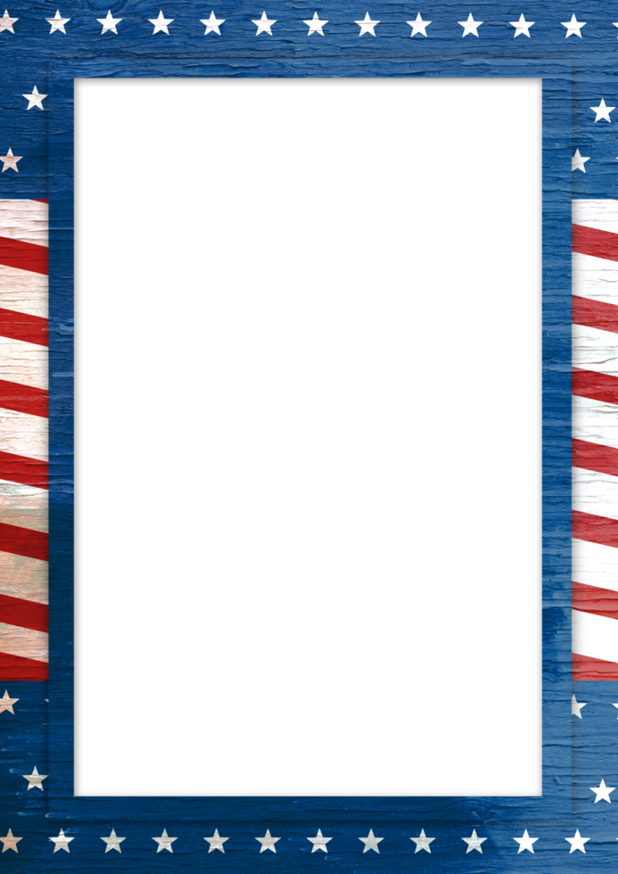 An american flag frame border with wo on Transparent background od texture png