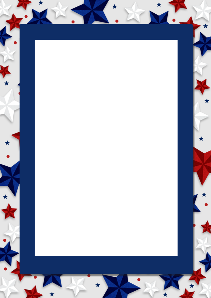 A frame with stars and stripes on a Transparent background png