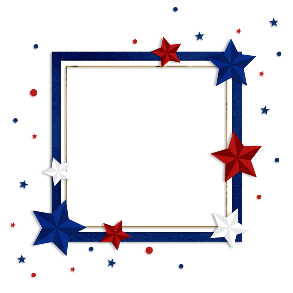 A patriotic frame with stars and red, white and blue stars png