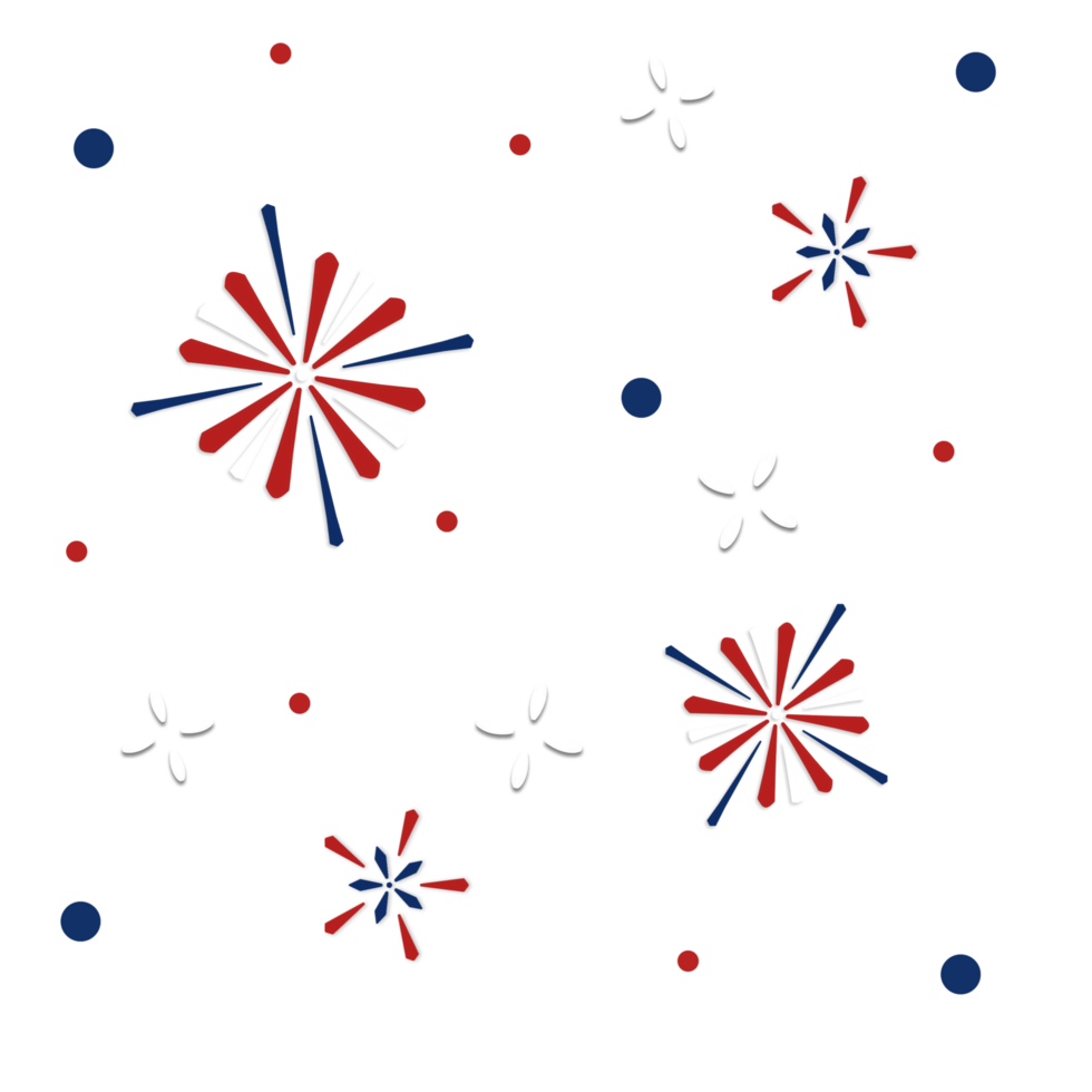 Blue red and white Fireworks on Transparent background png