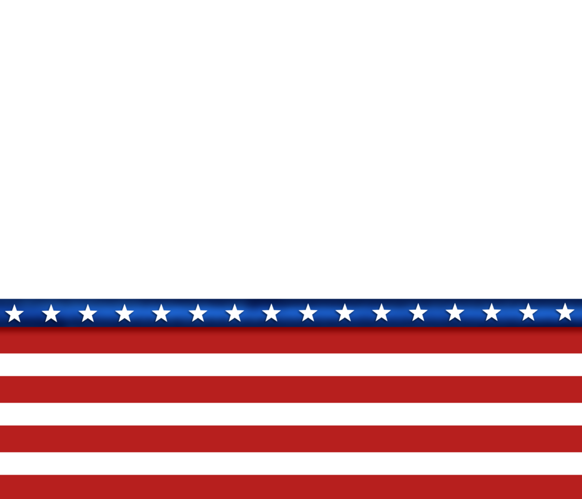 An american stripe flag border Frame on Transparent background png