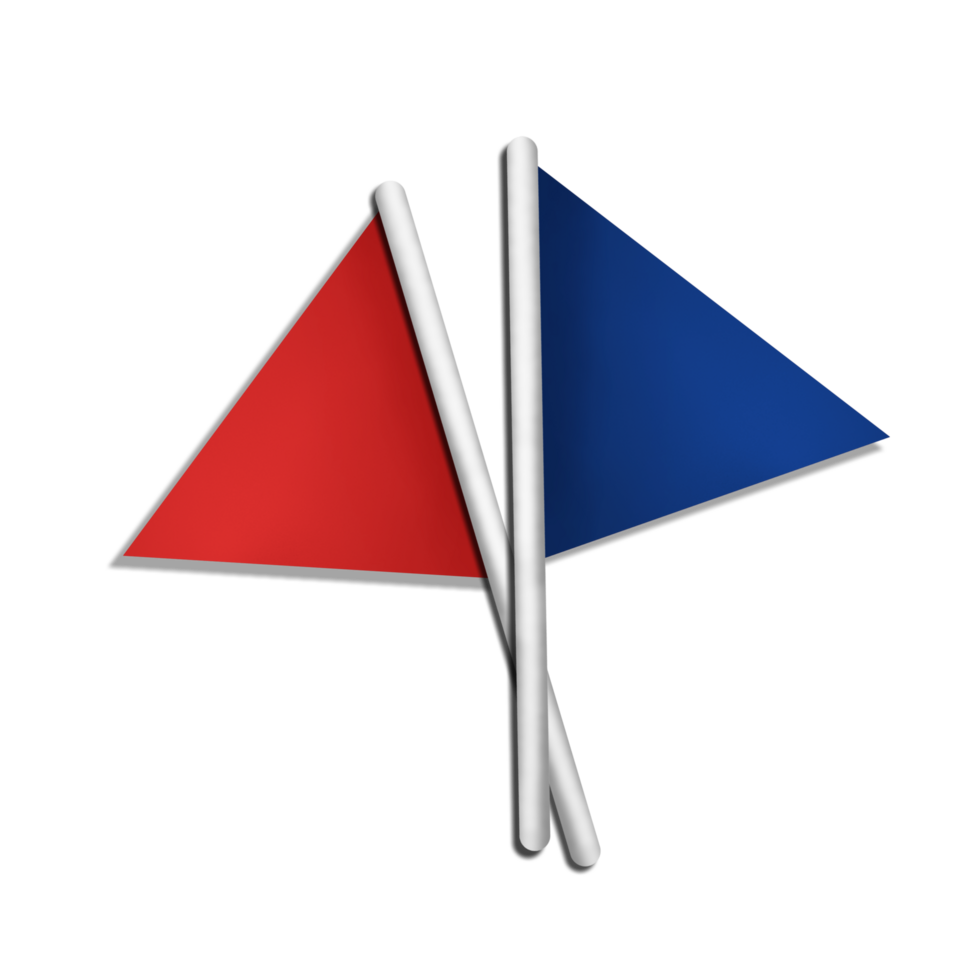 Two red and blue flags on a Transparent background png
