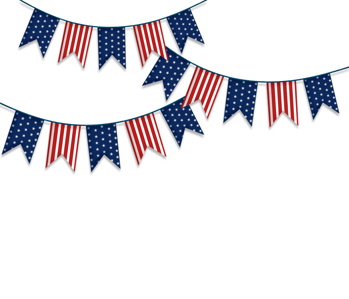 American Patriotic bunting Flags on a Transparent background png