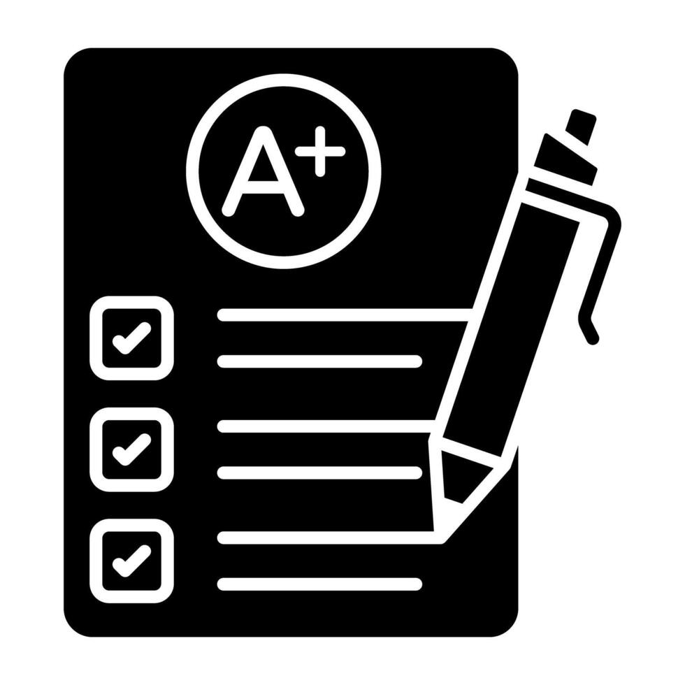 Editable design icon of grade, exam result concept vector