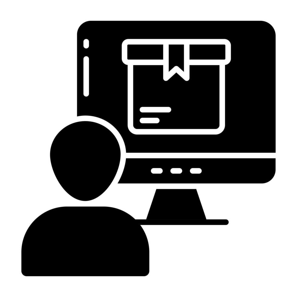 A glyph design icon of online parcel vector