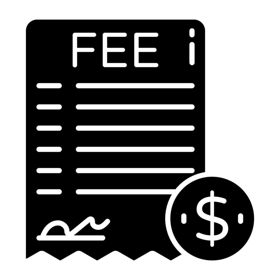 Conceptual glyph designs icon of fee slip vector