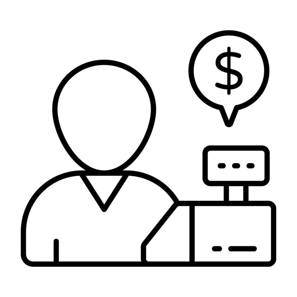 A glyph designs icon of cashier vector