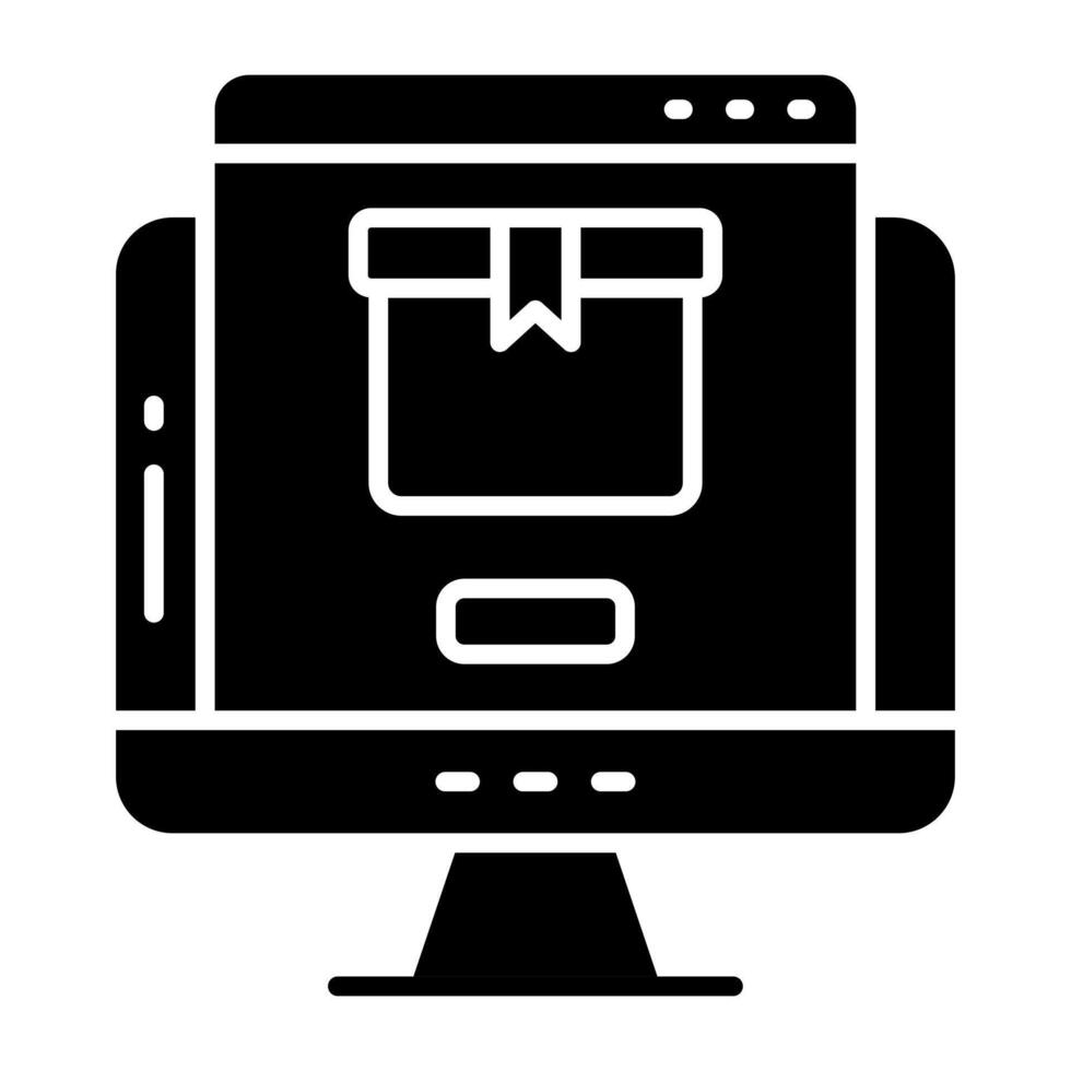 An icon of online parcel vector