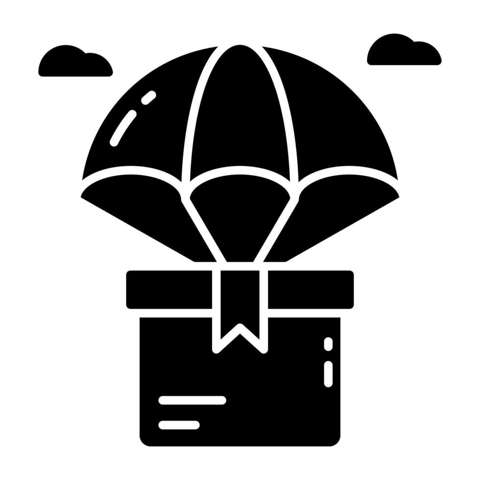 An Solid icon of parachute delivery vector