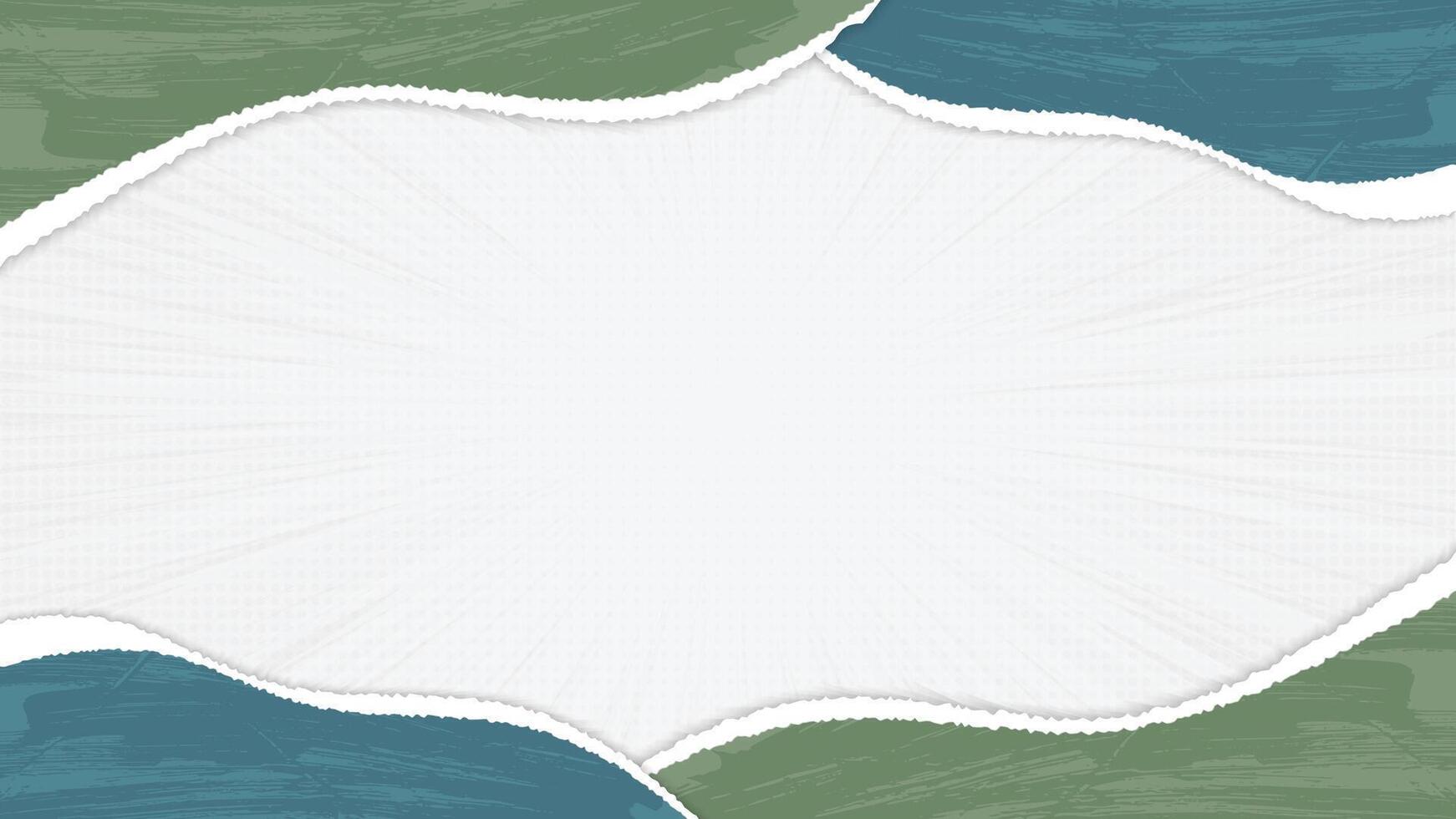 Torn Paper Background Comic Style with Green and Blue Color vector