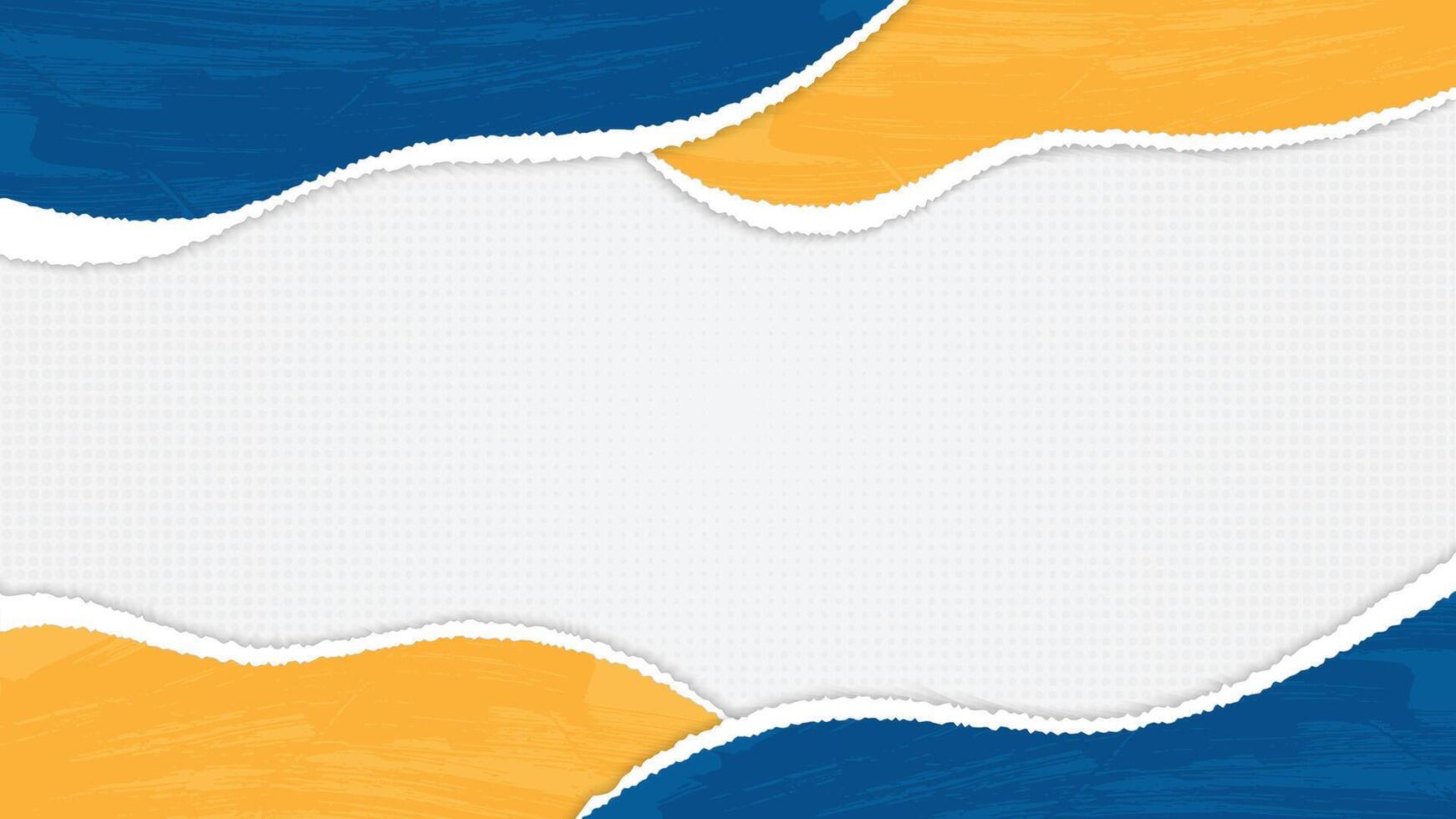 Layered Ripped Paper Edges with Grunge Effect in Blue and Yellow Color vector