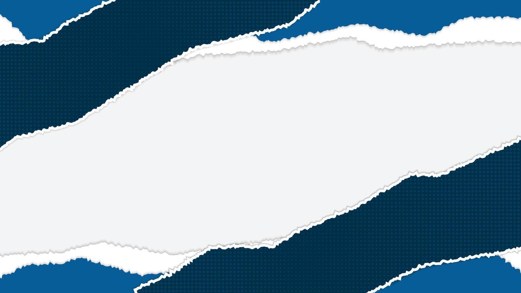 Abstract Blue and White Ripped Paper Layers Texture Background vector