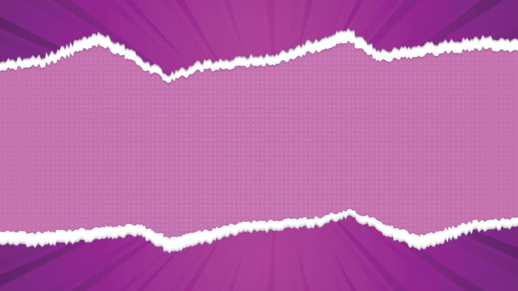 Purple Torn Paper Effect Background with Comic Halftone Style vector