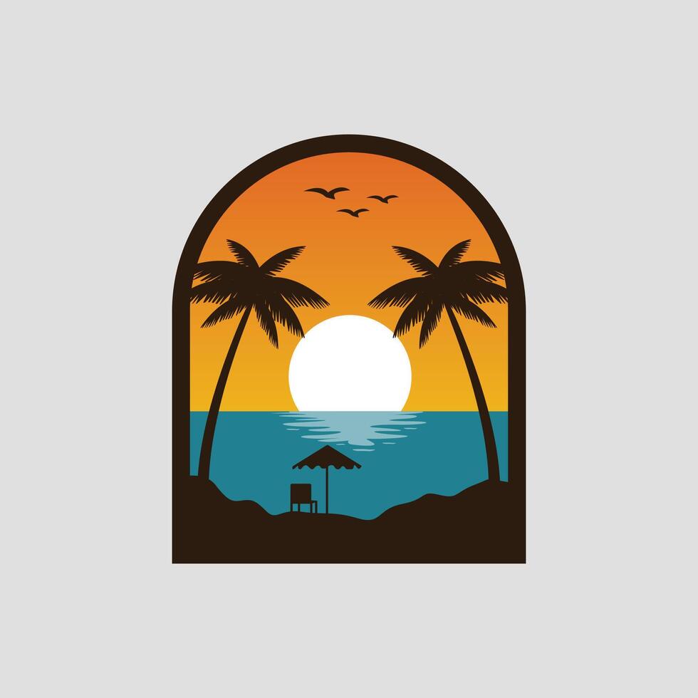 summer beach logo design illustration vector