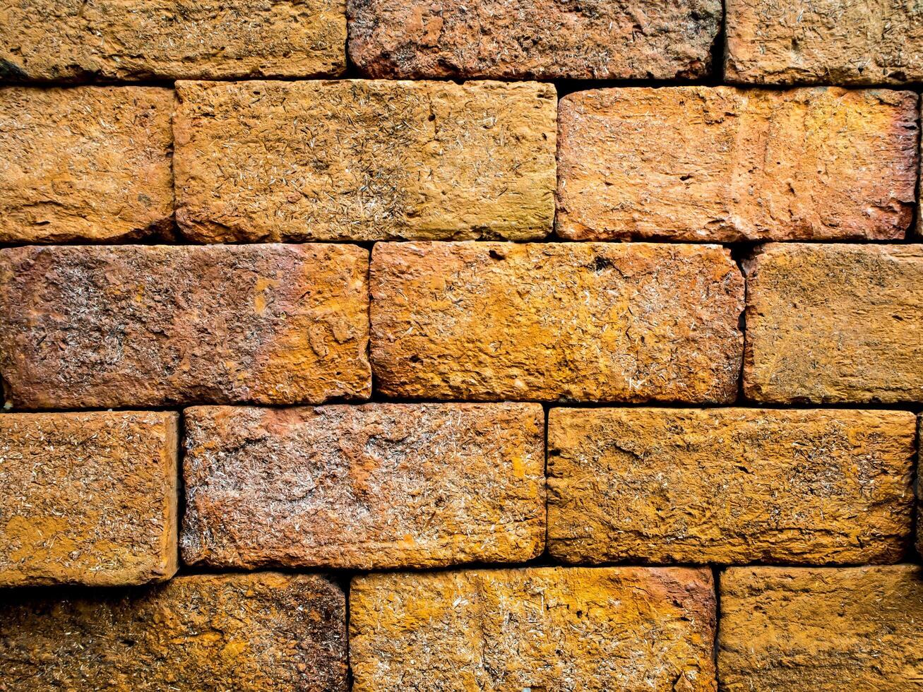 The wall made from Red solid bricks as background photo