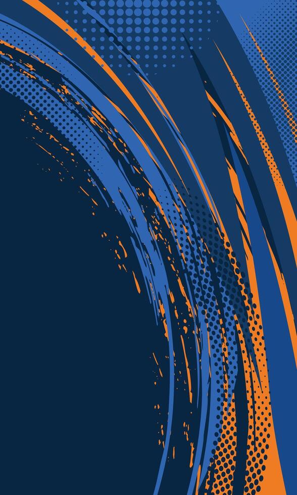 Abstract composition background with blue and orange dynamic lines vector