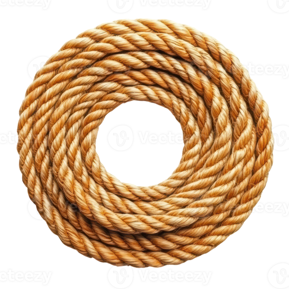 Artfully coiled rope displaying intricate texture and detail png