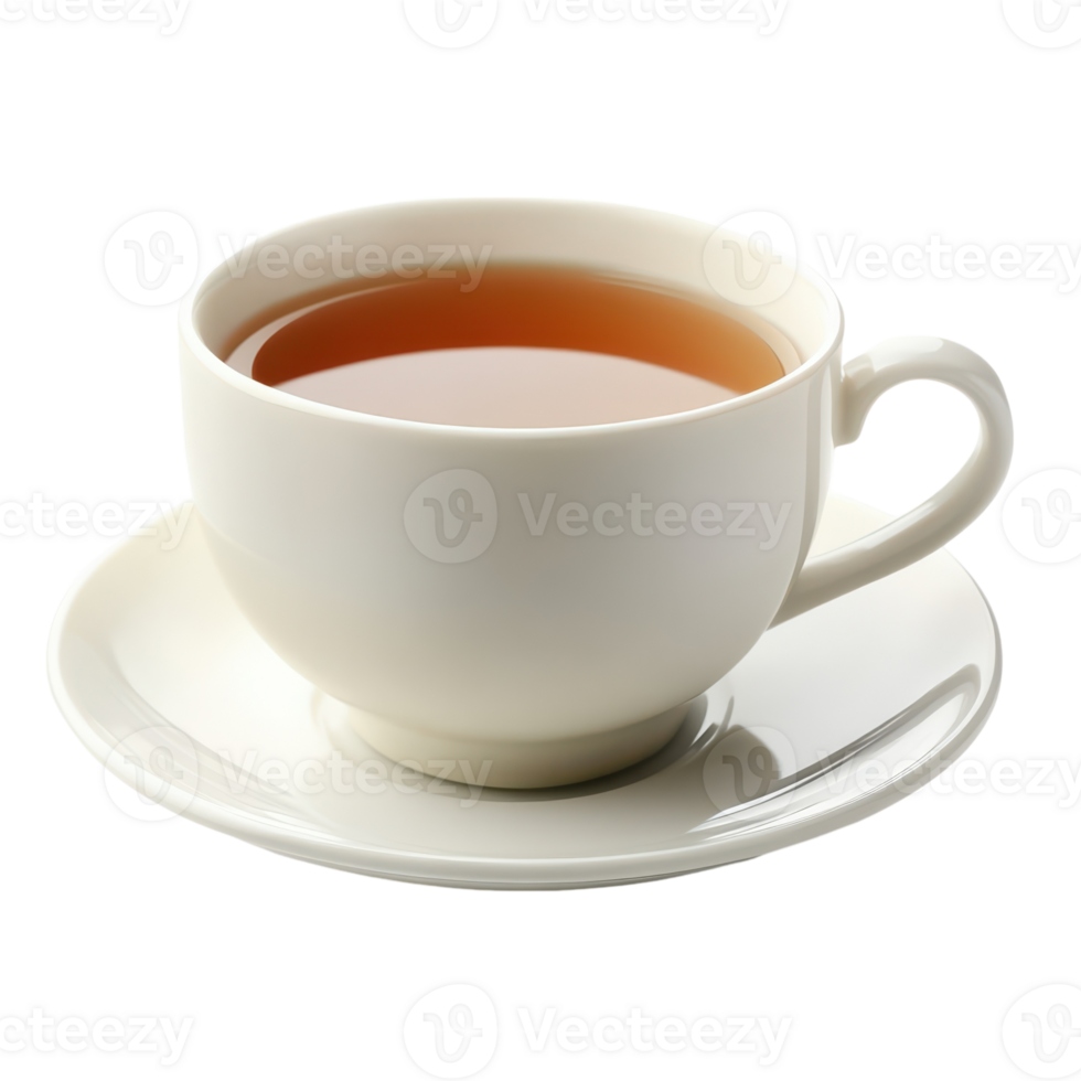 Warm tea in a white cup on a delicate saucer png