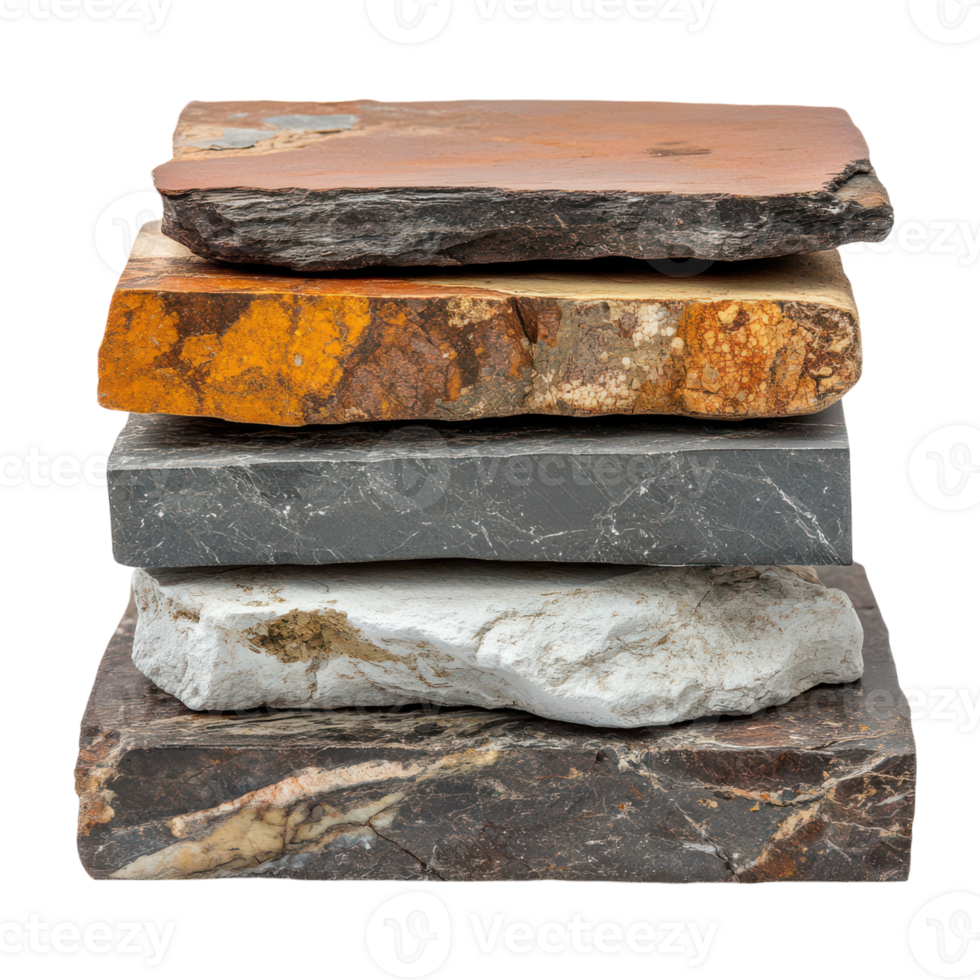 Artfully stacked natural stones showcasing unique textures and colors png