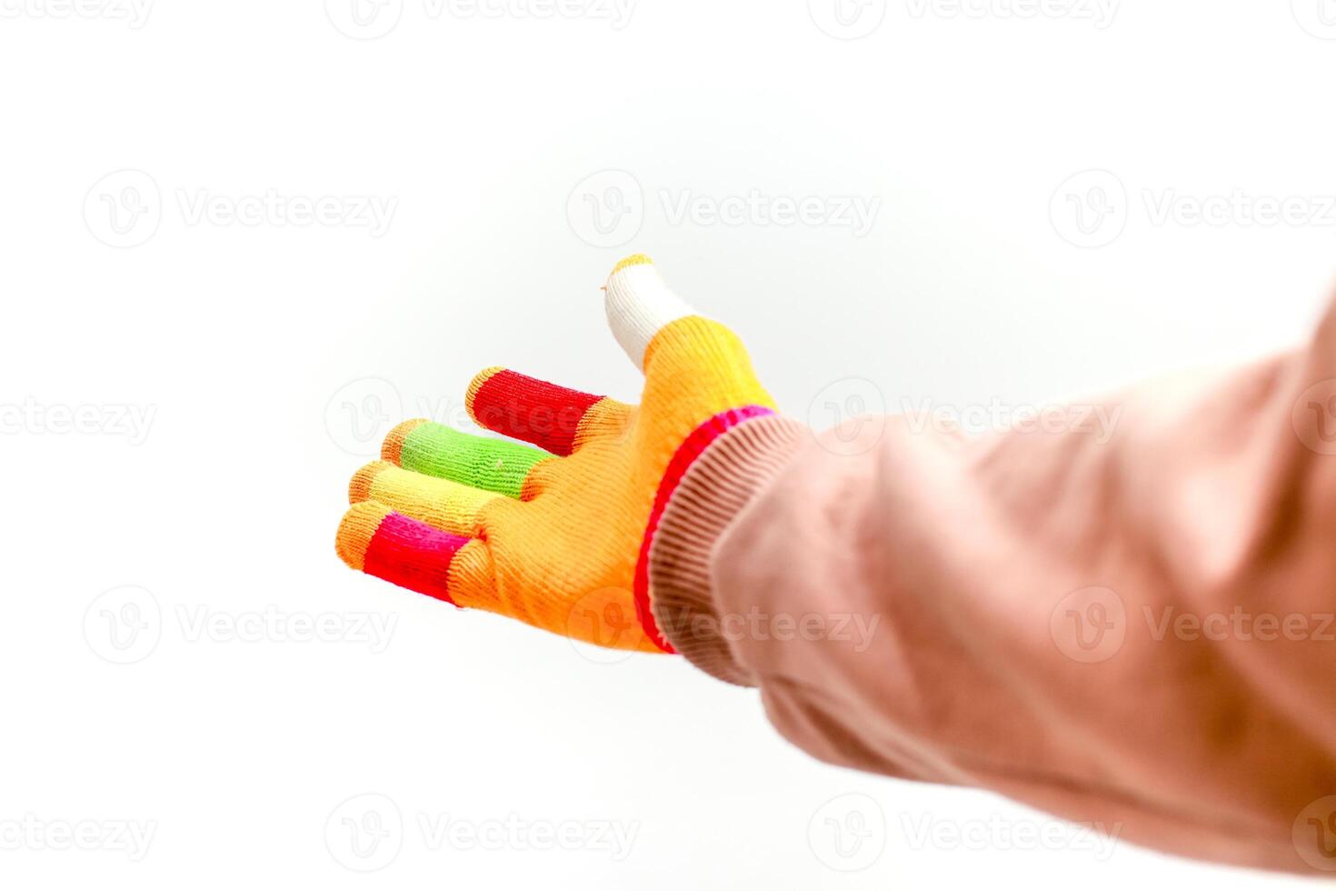 A Vibrant Hand Offering in a Clean, White Space photo
