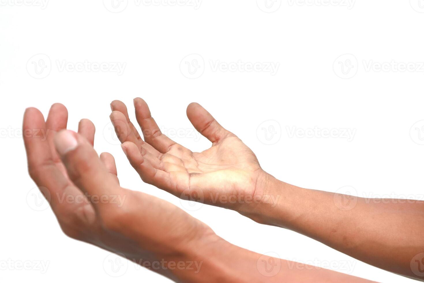 Open Hands reaching upward, symbolizing hope, receiving, or offering concept with isolated background photo
