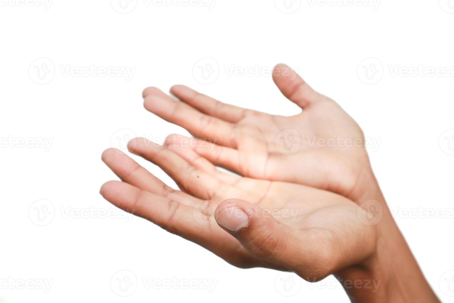 Representing Offering, Support, or Receiving on White Background photo