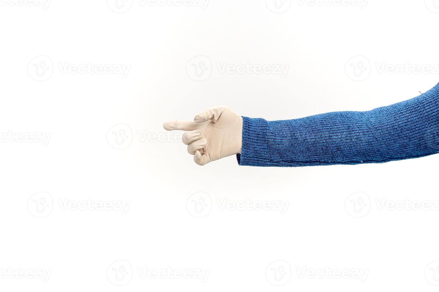 Hand in Glove Pointing Right - Isolated Shot Emphasizing Direction and Protection photo