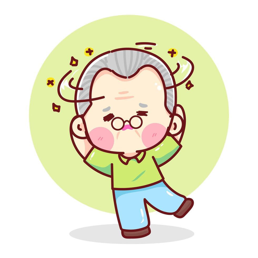 Dizzy elderly man cartoon vector