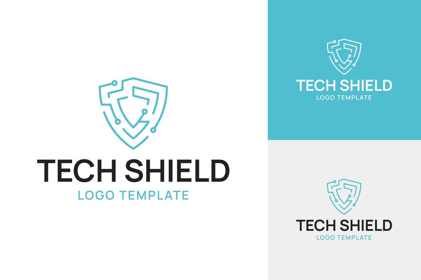 Technology shield for cybersecurity logo design template illustration vector