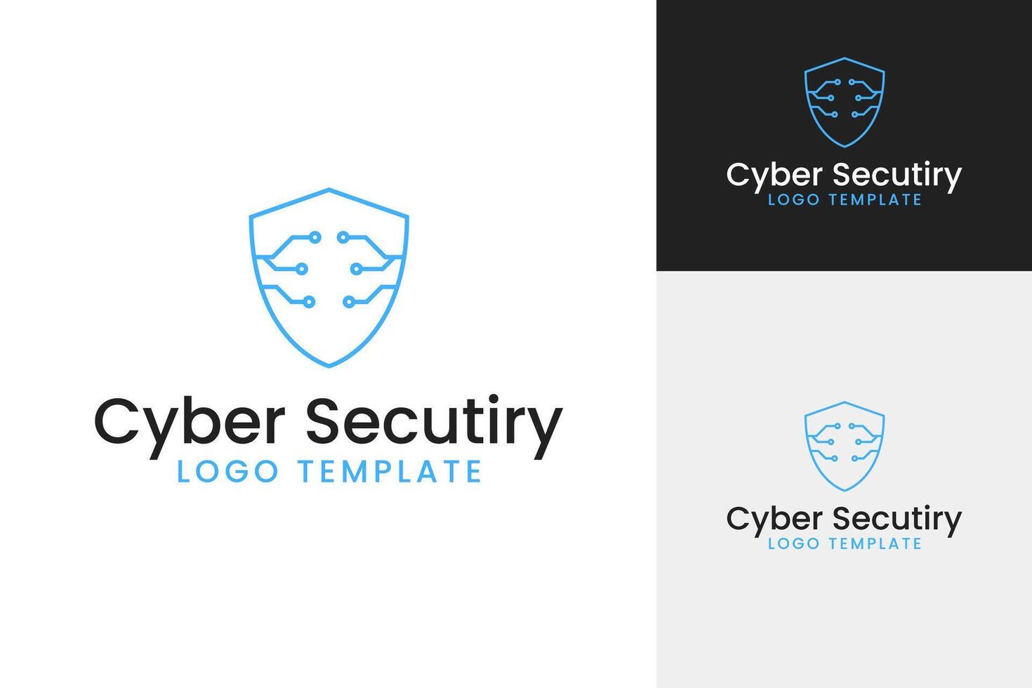 Cybersecurity shield logo design template illustration vector