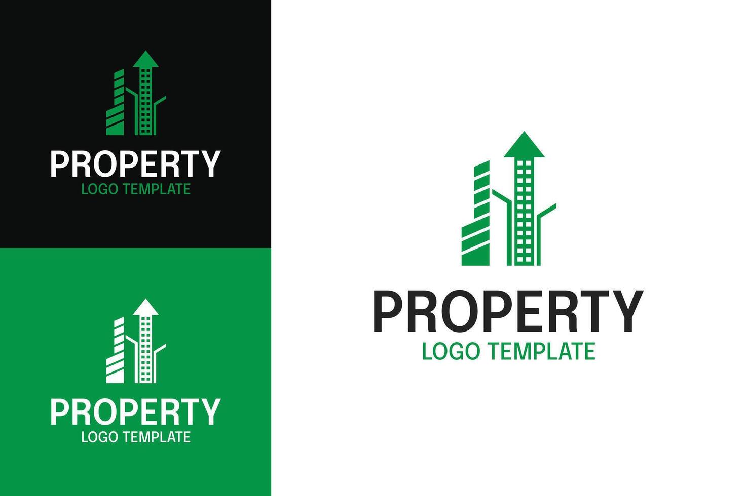 Real estate logo design with house roof and growth bar icon vector