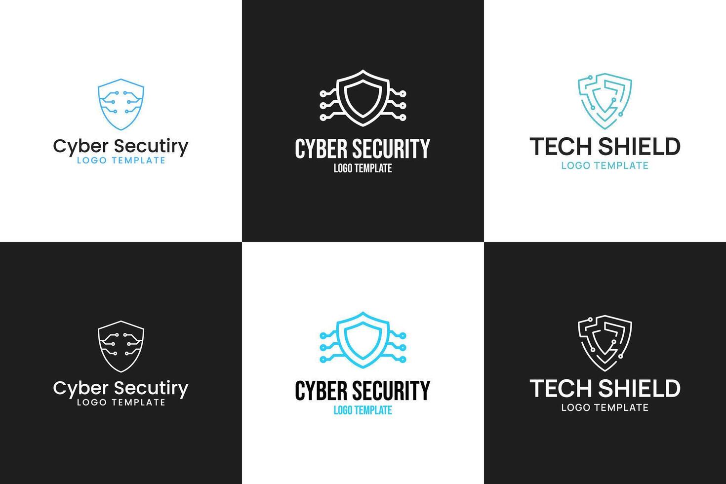 Set collection of cybersecurity shield logo design template illustration vector