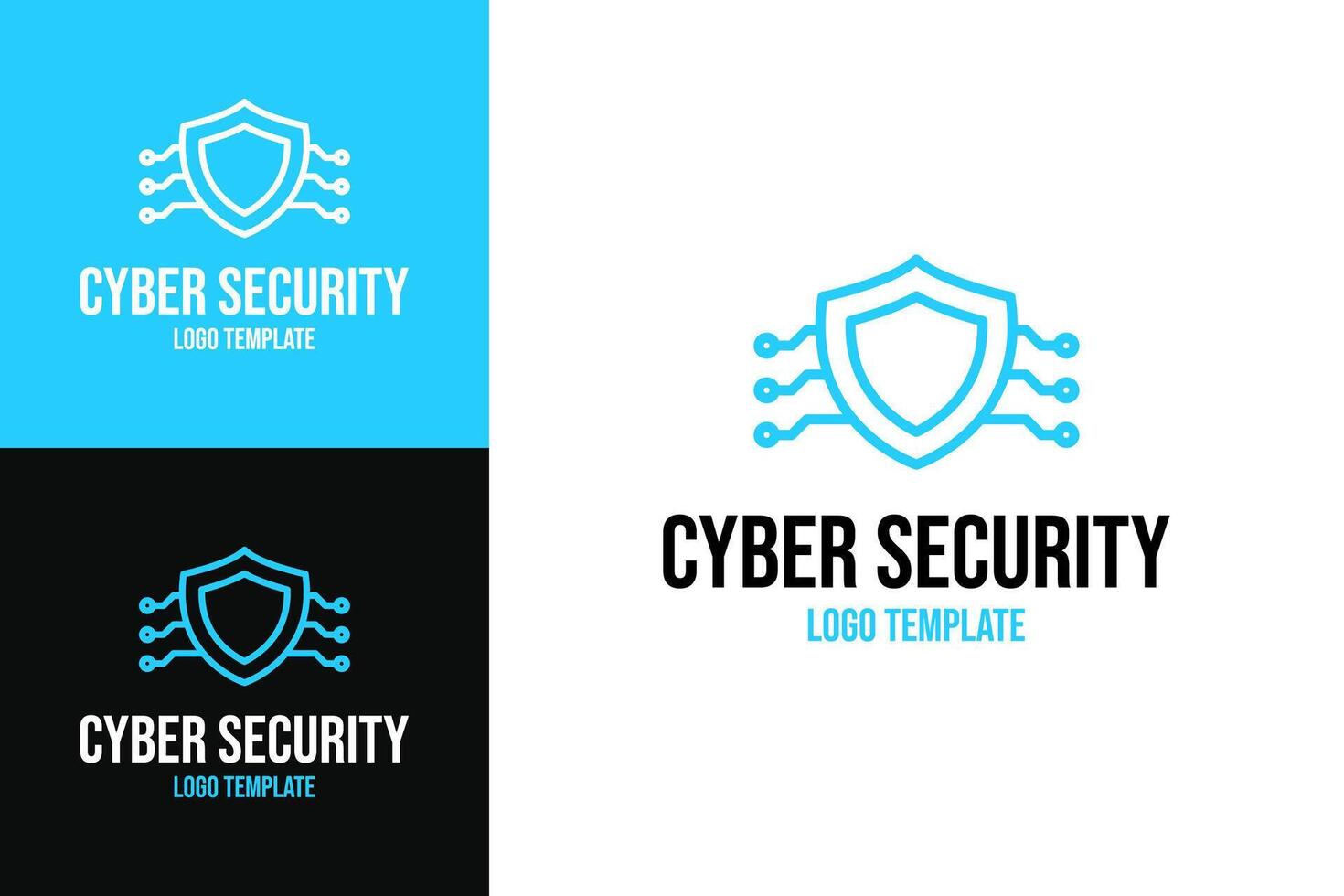 Shield with circuit for cybersecurity logo design template illustration vector