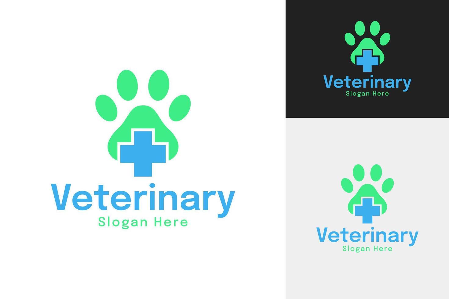 Cross and paw icon for veterinary logo design illustration vector