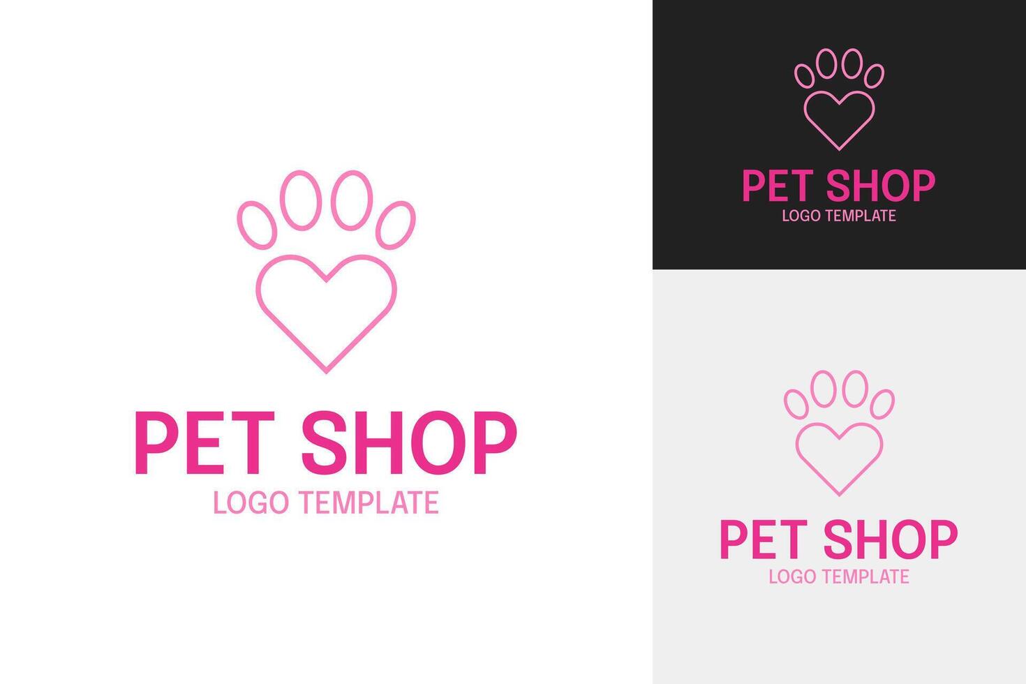 Love with paw icon for pet shop logo template illustration vector