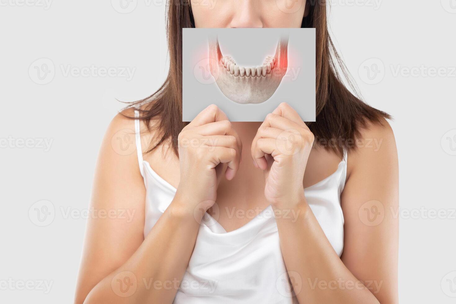 Medical concept of mandibular pain with jawbone inflammation illustration photo