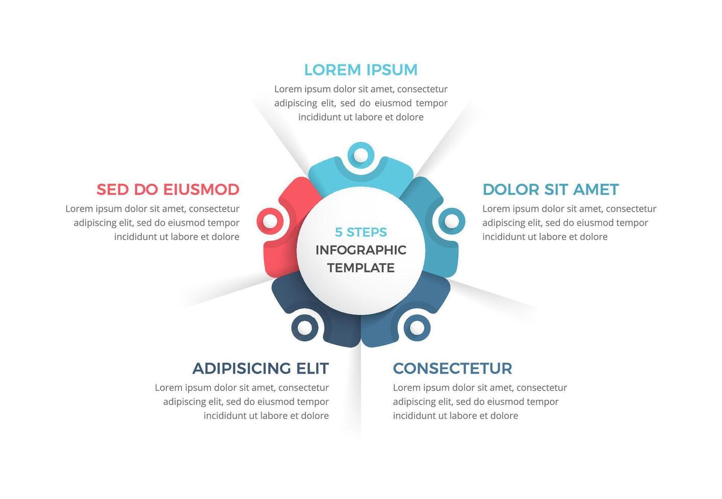 Circle diagram with 5 steps with place for your text, infographic template vector
