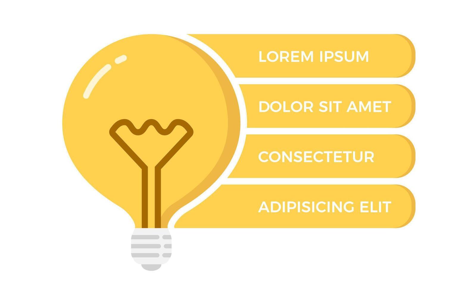 Yellow bulb with four elements for your text vector